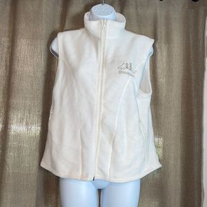 NWOT. TIPSY. White, zipper vest with front zipper pockets. LARGE.